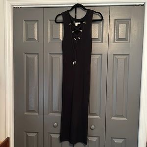 Michael Kohl’s ribbed black tea length dress